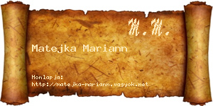 Matejka Mariann névjegykártya